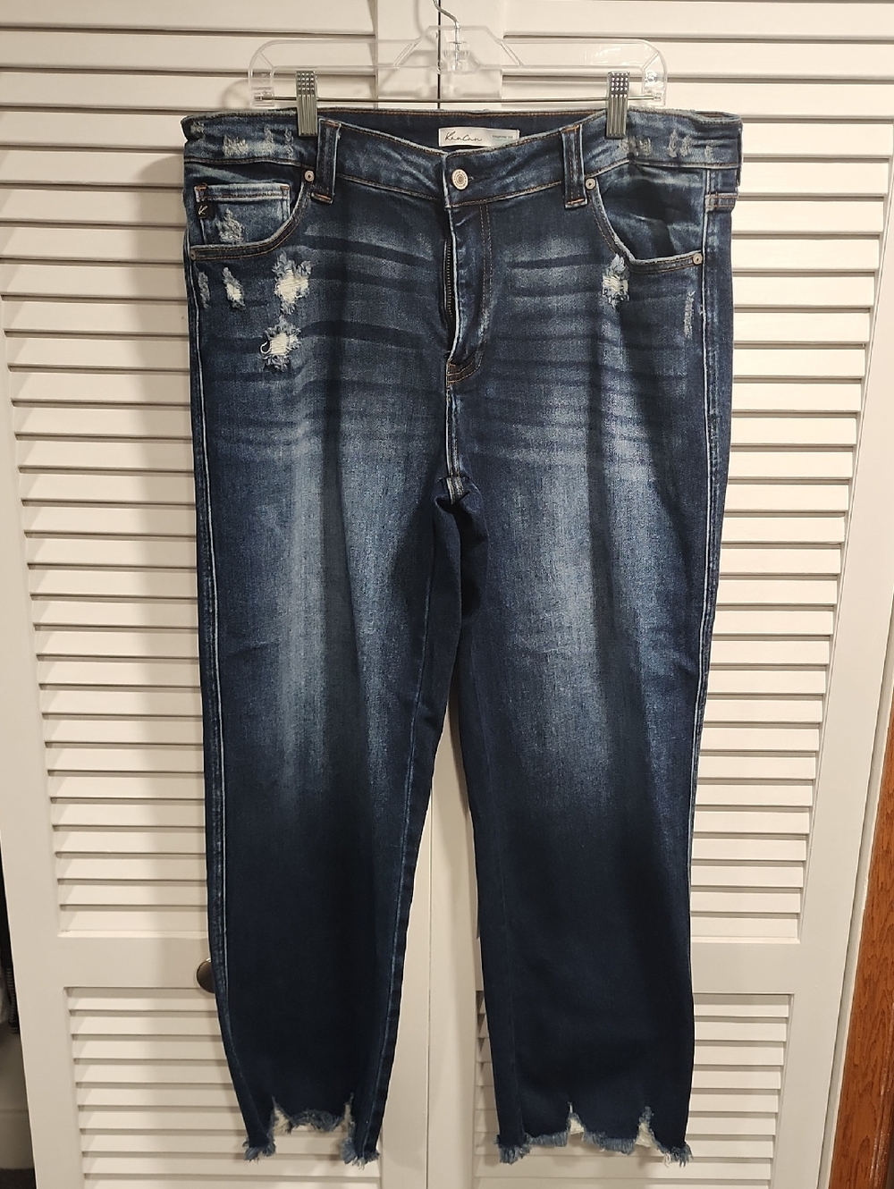 KanCan Dark Blue Distressed Straight Leg Jeans
